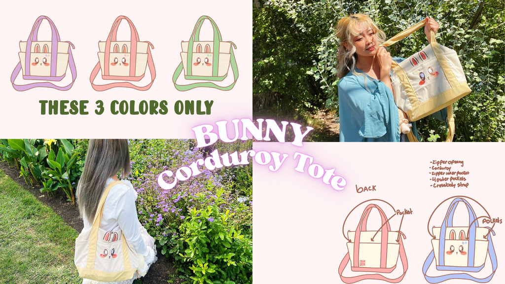(Pre-Order) Bunny Corduroy Tote Bag - Euphoric Sun